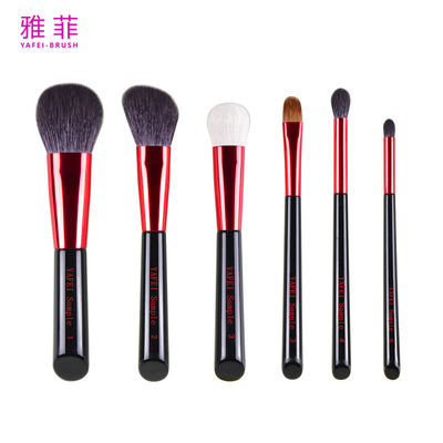 291A00706 Warmprodukte 6 Stück Holzgriffe Make-up-Bürste Set Akzeptieren OEM ODM Professional Private Label Bürste Set